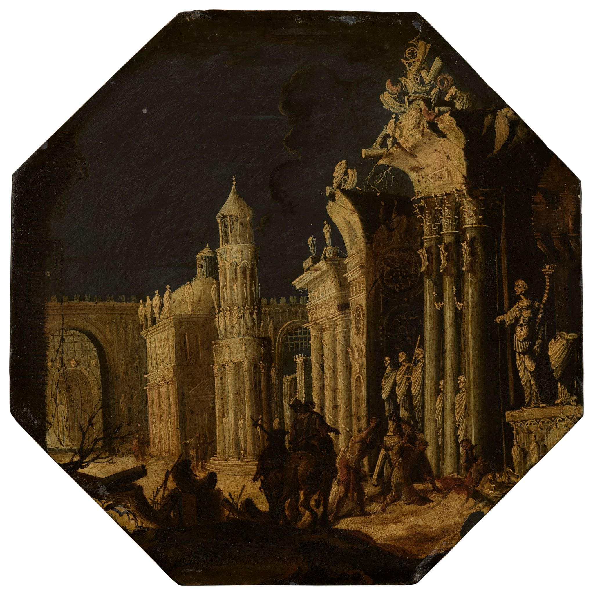 The Martyrdom of Saint Peter surrounded by Fantastical Architecture; The Martyrdom of  Saint Stephen surrounded by Fantastical Architecture